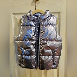 Old Navy Shiny Silver Puffer Vest 4T